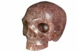 Realistic, Carved Strawberry Quartz Crystal Skull #150985-1